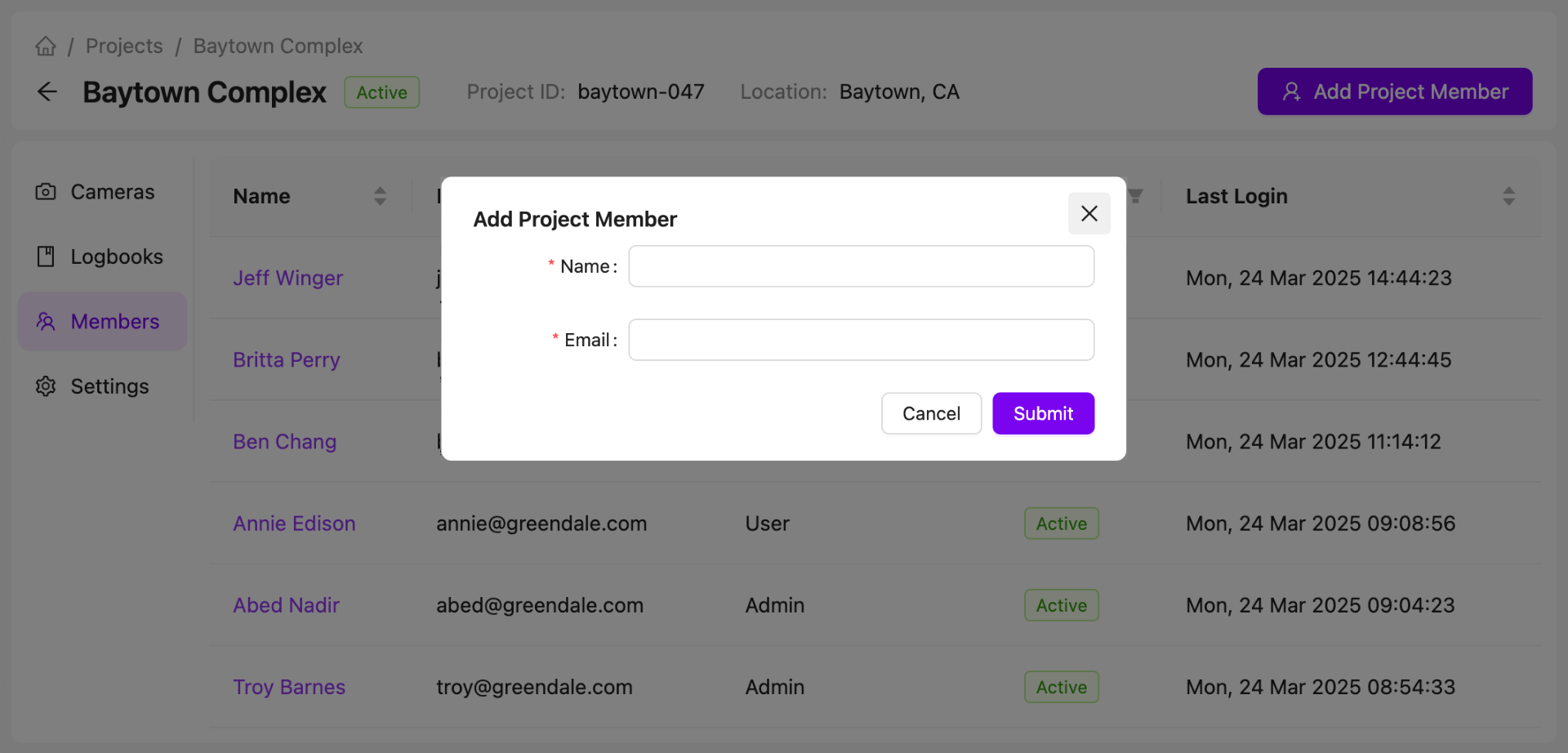 Project Members List Search