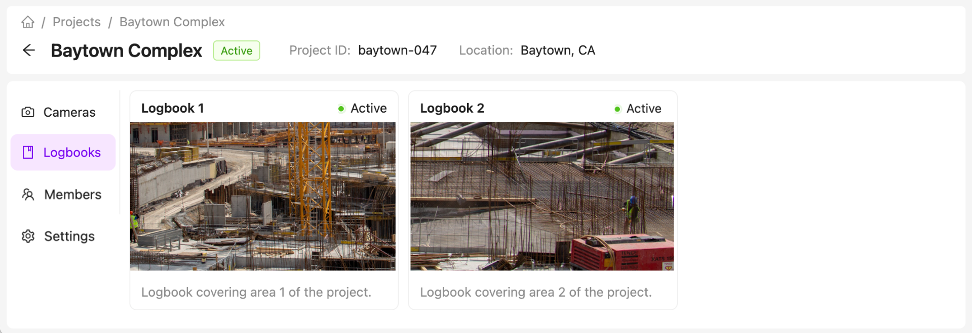Project Logbooks List